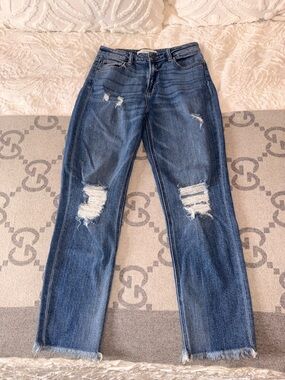 Hidden Distressed Blue Denim Jeans